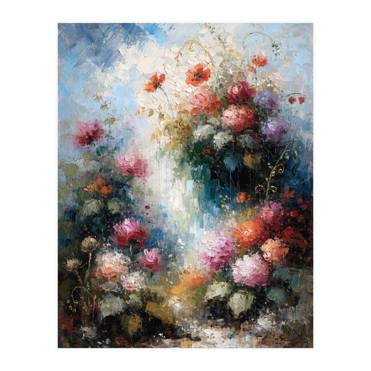 Ethereal Summer Garden Oil Painting (Print Only)