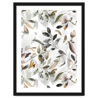 Watercolor Leaves Neutral Gray