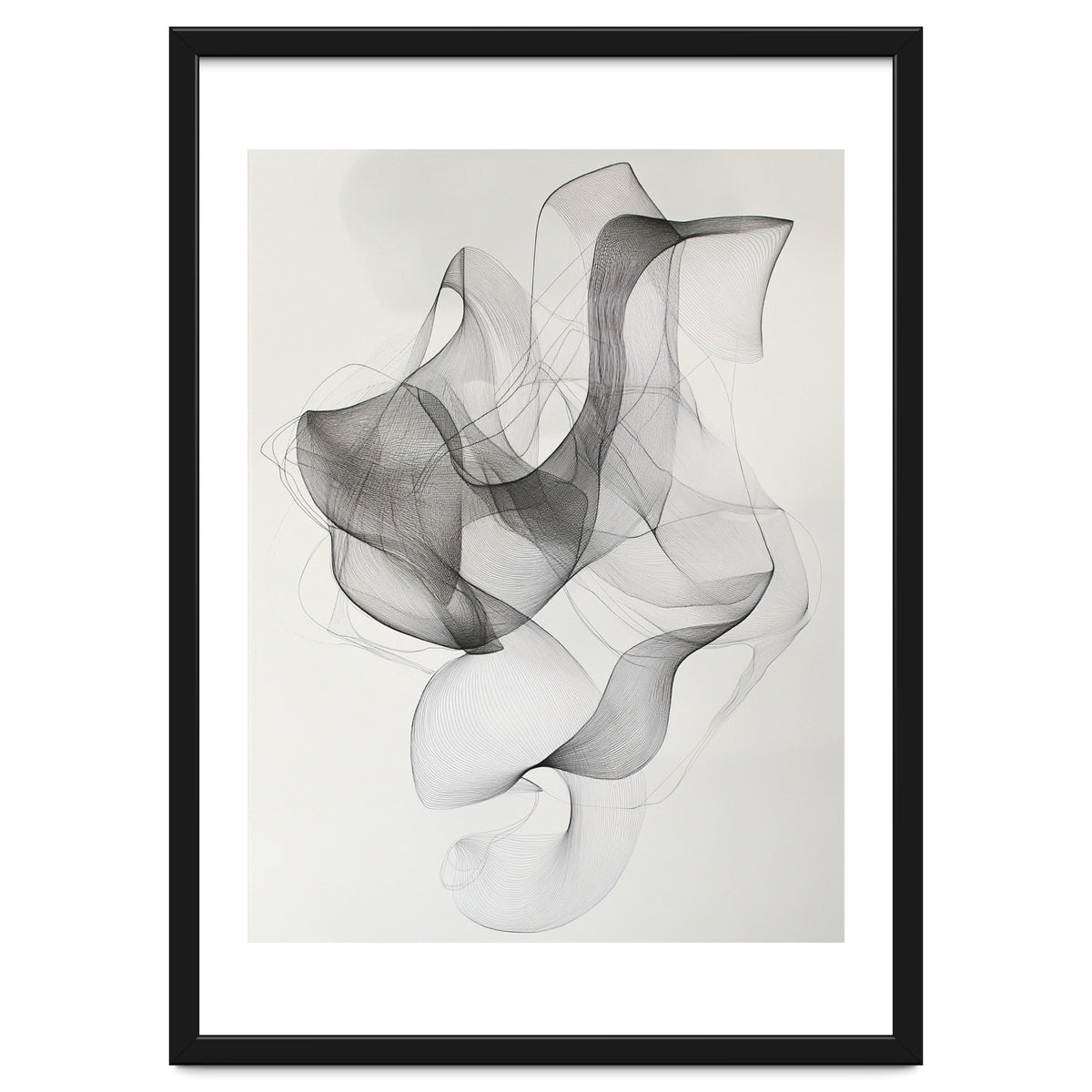 Abstract Black And White Swirling Lines Art
