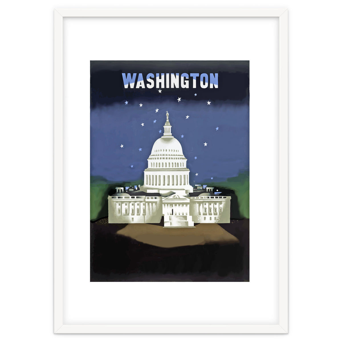 Washington, White House at Night