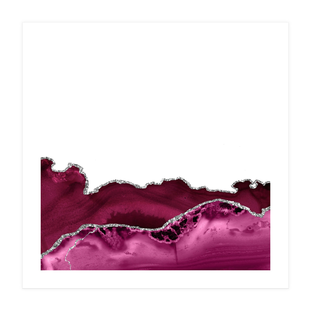 Burgundy & Silver Agate Texture 16  (Print Only)