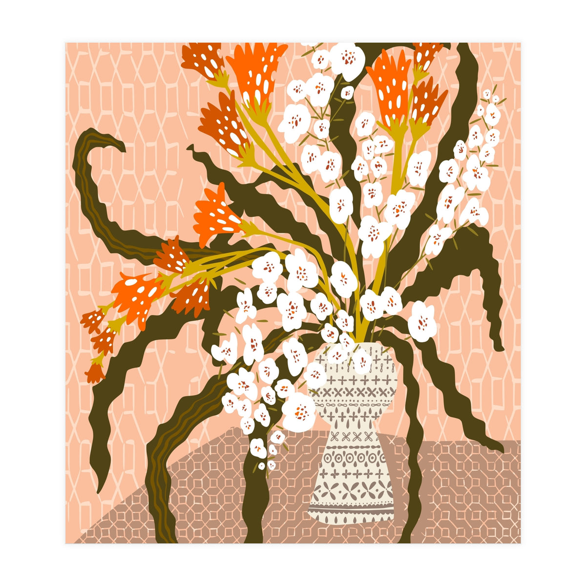 Floral Contemporary Still Life Peach Fuzz (Print Only)