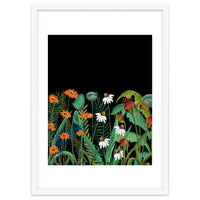 Dark Desires, Botanical Floral Nature Vintage Illustration, Eclectic Pop Of Color Plants, Bohemian Boho Garden