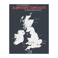 UK & Ireland Map of Alien First Contacts in Movies (Print Only)