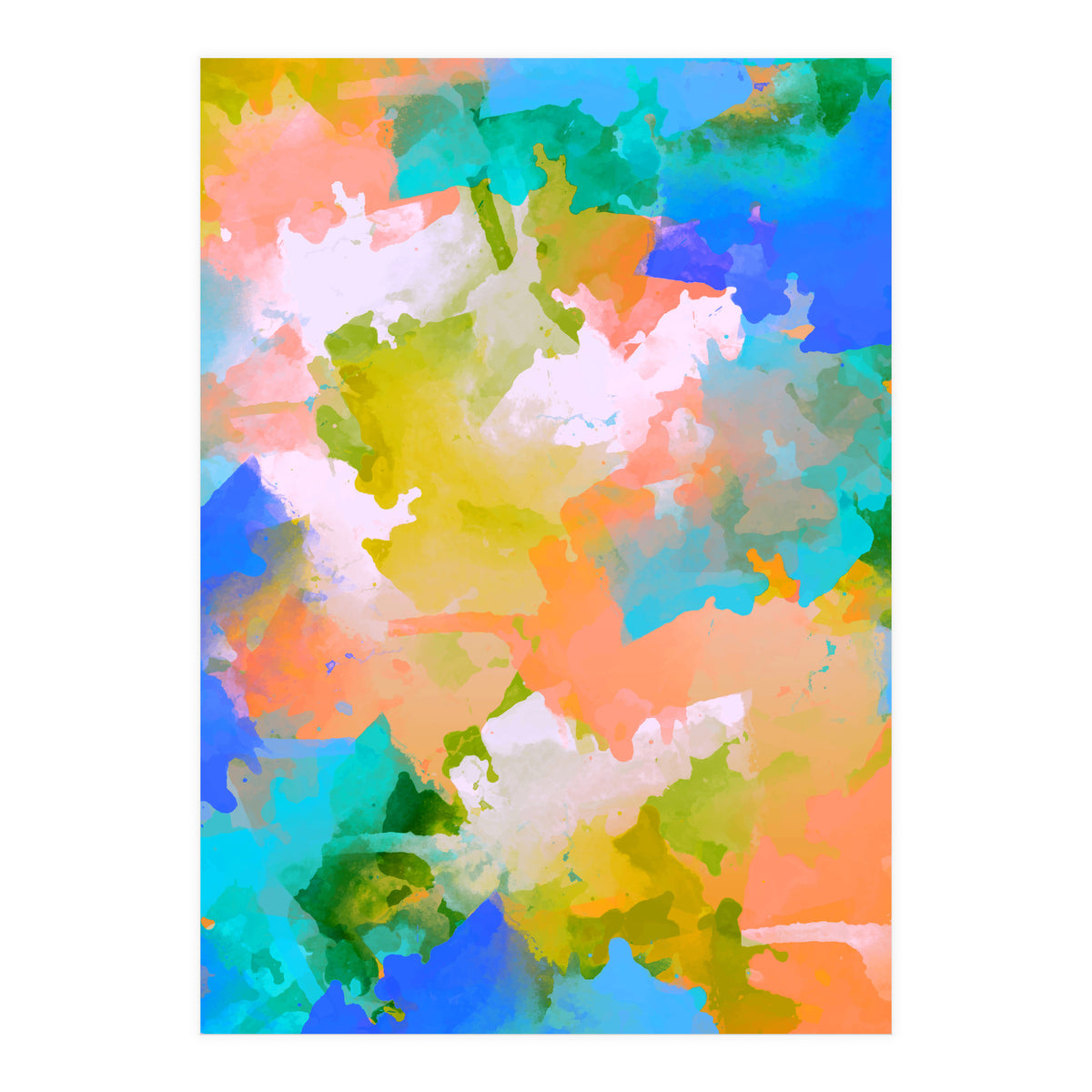 The Power Of Faith, Abstract Watercolor Painting, Pastel Bohemian Colorful Eclectic, Blush Sky 70s Playful (Print Only)