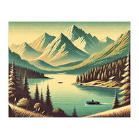 Vintage Alpine Lake Poster (Print Only)
