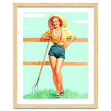 Pinup Country girl Posing With Pitchfork thumbnail
