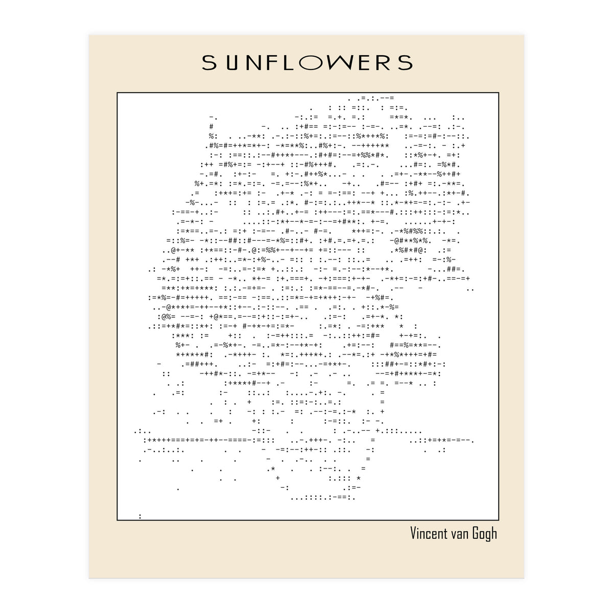 Sunflowers – Vincent van Gogh (1888) (ascii art) (Print Only)