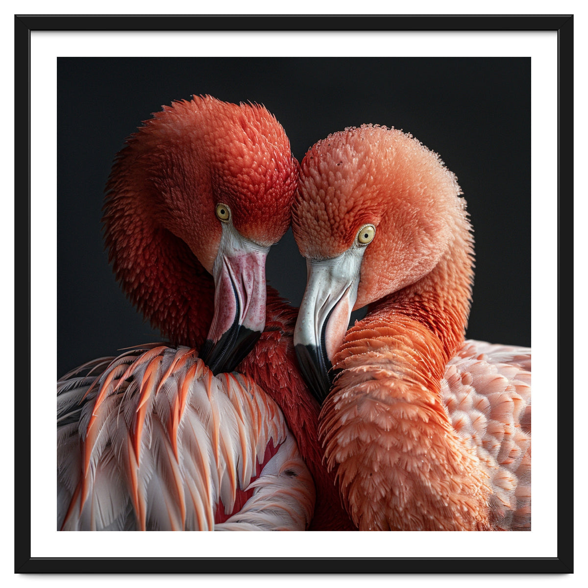 Close Up Of Two Flamingos Nuzzling Together