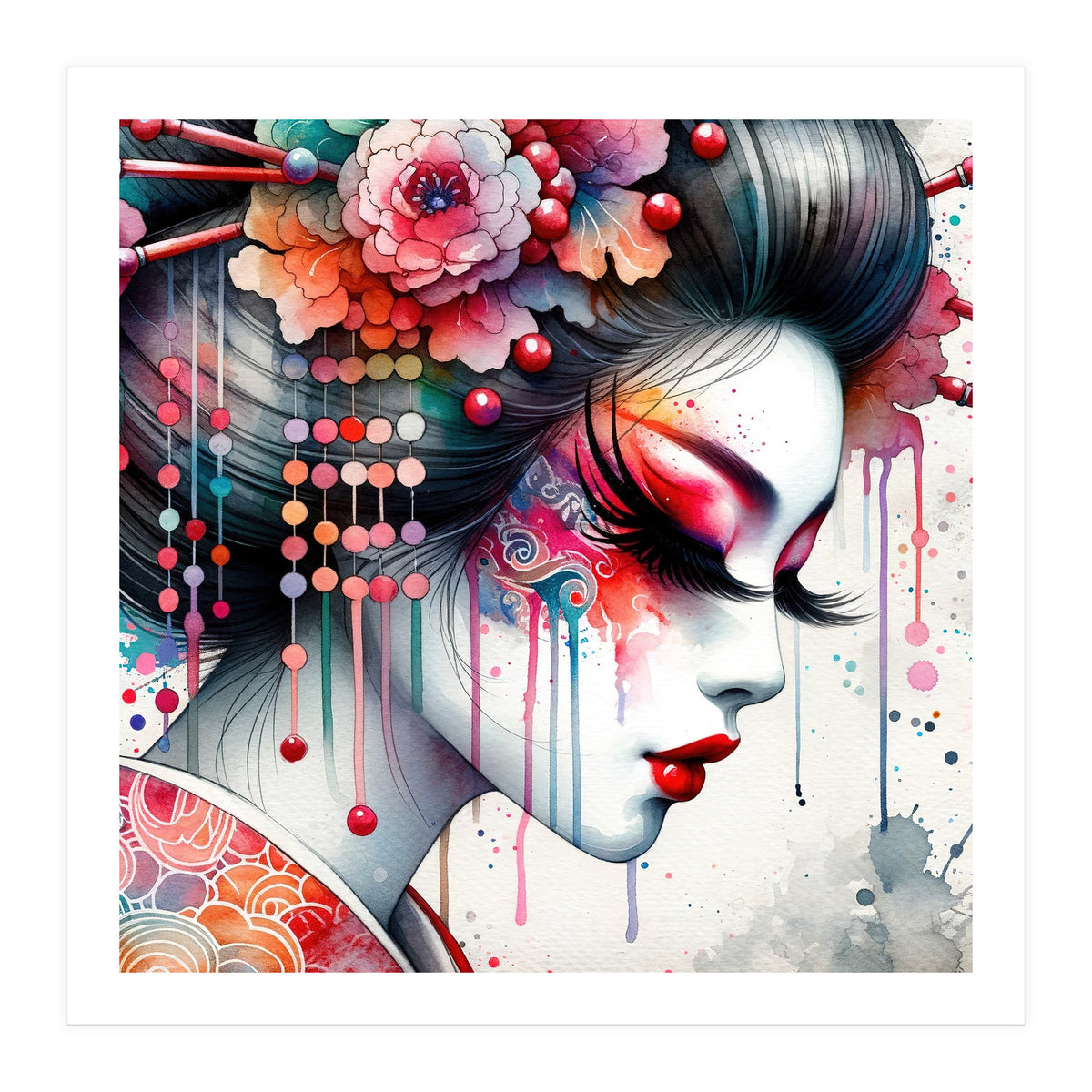 Ornate Bloom Modern Geisha (Print Only)