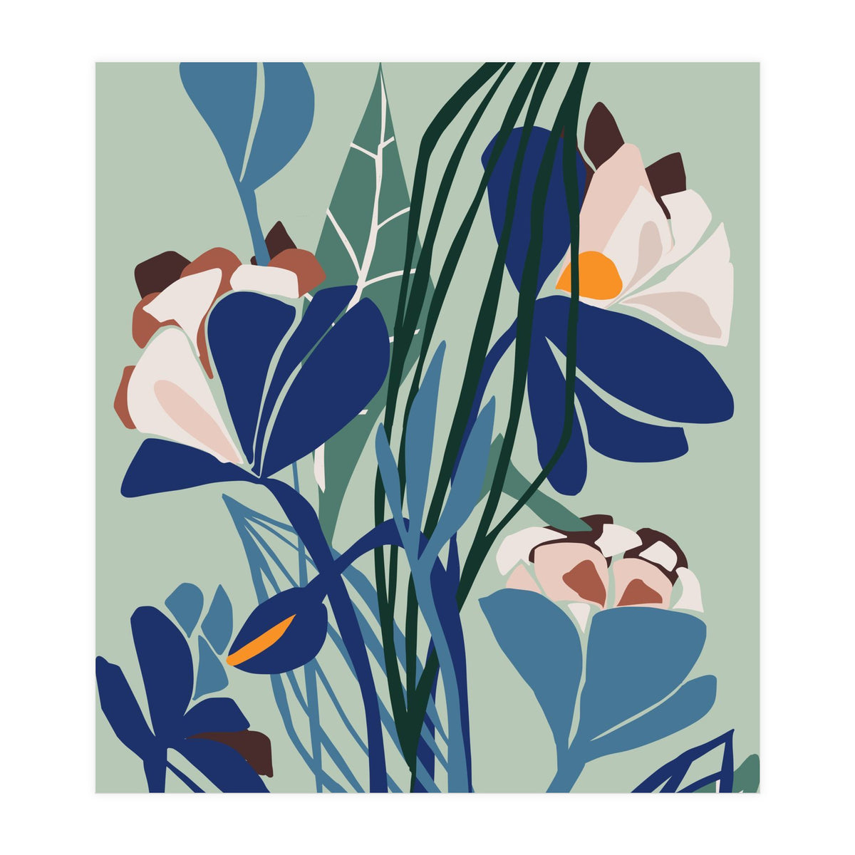 Florals At Night – Modern Illustration Light (Print Only)