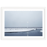 Street light turned on the winter snow street thumbnail