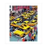 New York Minute, Yellow Taxi Cab Manhattan Downtown Busy Street, Traffic People Buildings Times Square Eclectic Road Architecture (Print Only) thumbnail