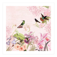 Hummingbirds in Flower Jungle  (Print Only)