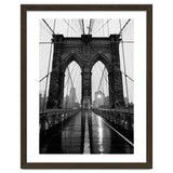 Brooklyn Bridge Black and White, Moody NYC Architecture, Rainy Urban Photography thumbnail