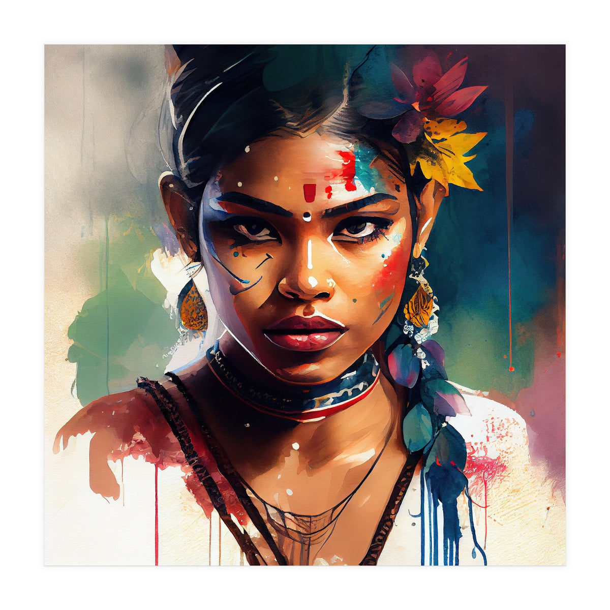 Festival Bloom Hindu Portrait (Print Only)