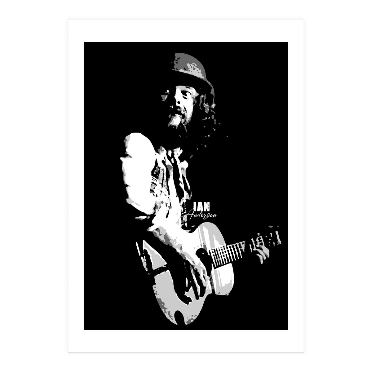 Ian Anderson Rock Music Legend in Grayscale (Print Only)