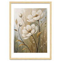 Elegant White Anemone Floral Oil Painting