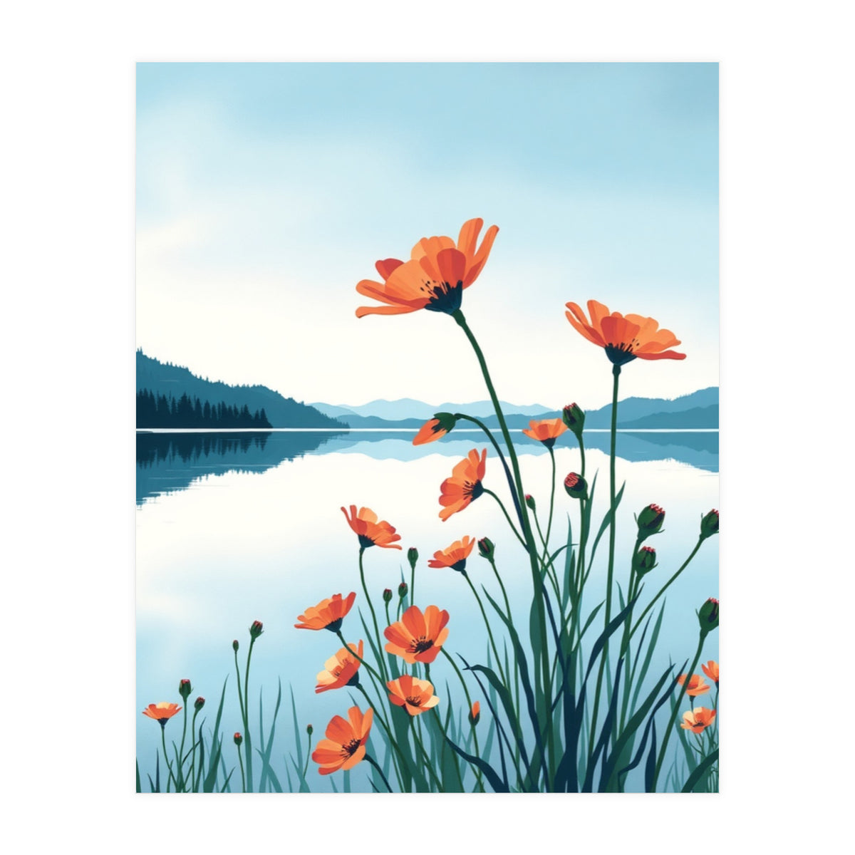 Flower And Lake (Print Only)