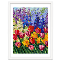 Vibrant Summer Tulip Garden Oil Painting
