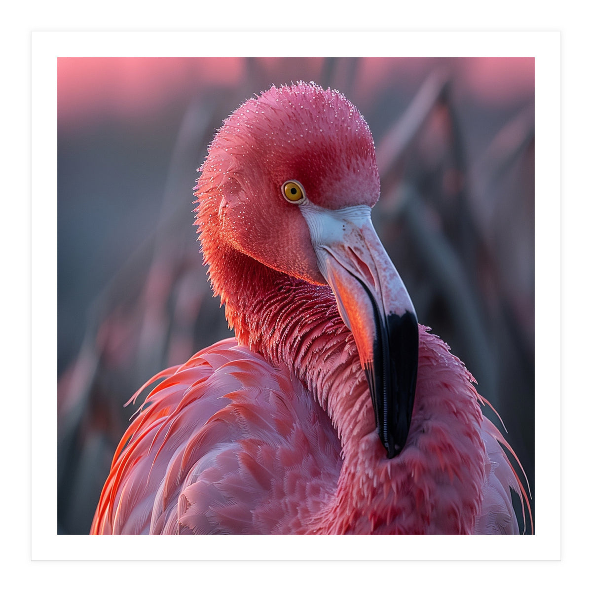 Pink Flamingo Bird Close Up Portrait (Print Only)