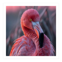 Pink Flamingo Bird Close Up Portrait (Print Only)