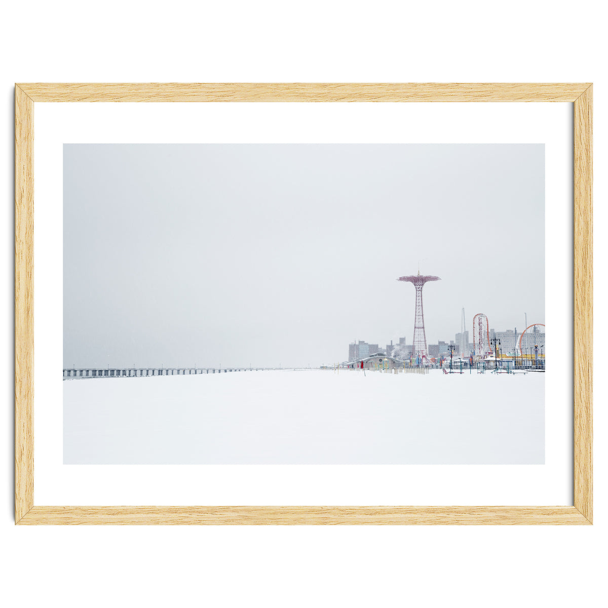 Amusement park in the winter seascape