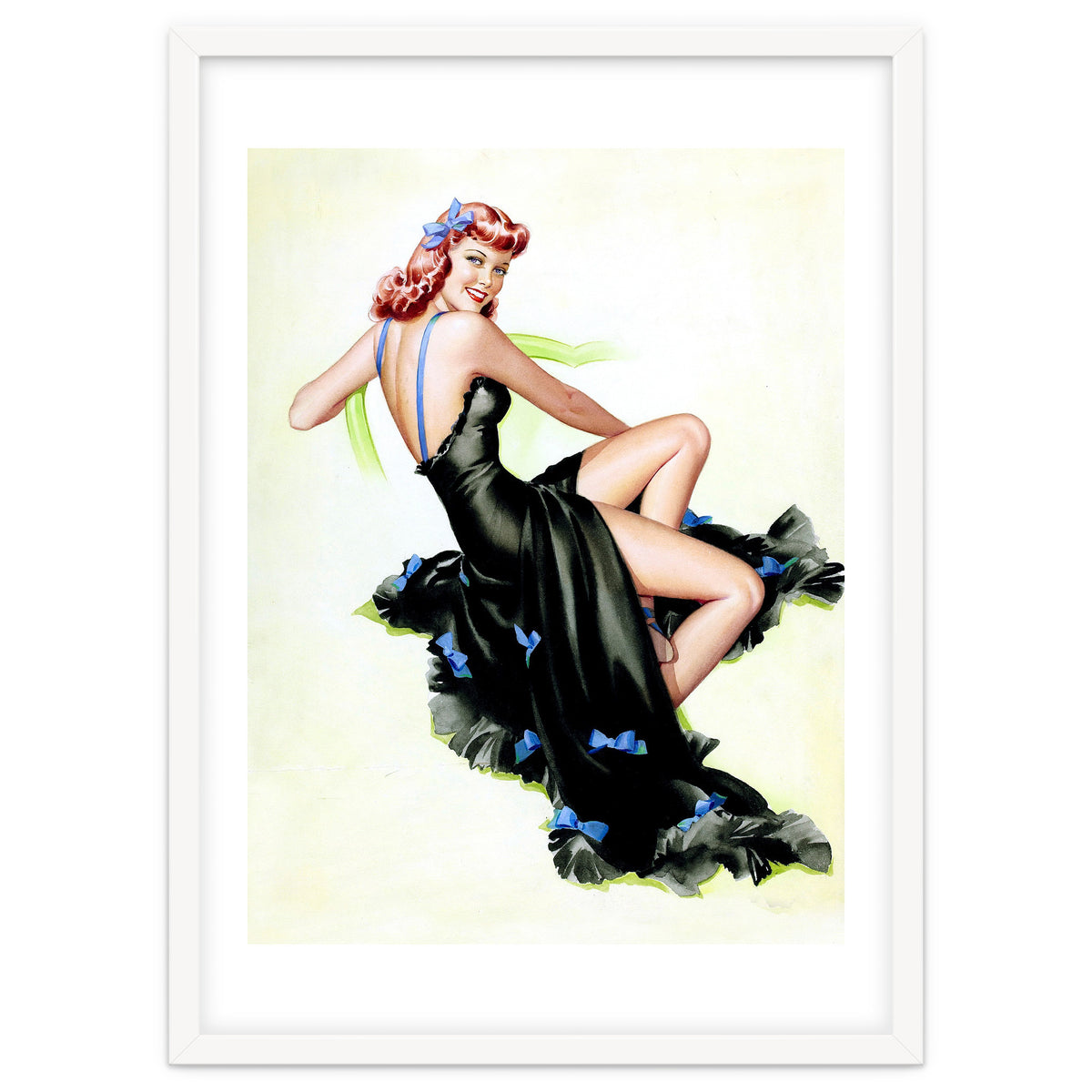 Pinup Girl Posing In Black Dress