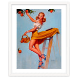 Pinup Sexy Woman Picking Oranges On A Tree Branch thumbnail