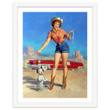 Pinup Cowgirl Showing A New Dog Trick thumbnail