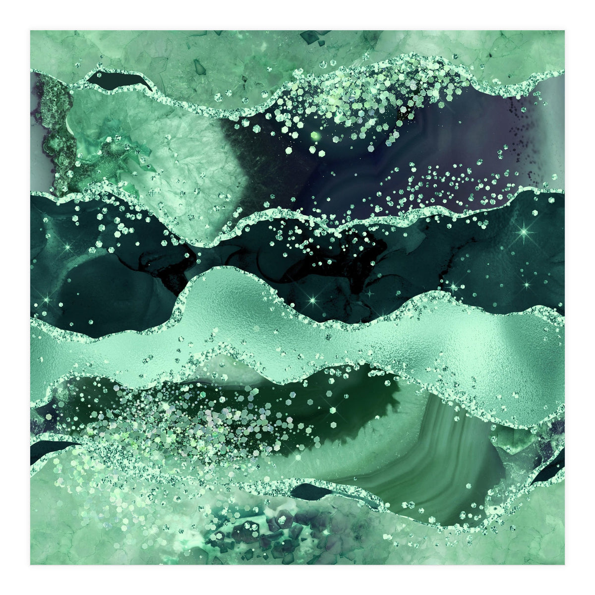 Emerald Glitter Agate Texture 06  (Print Only)