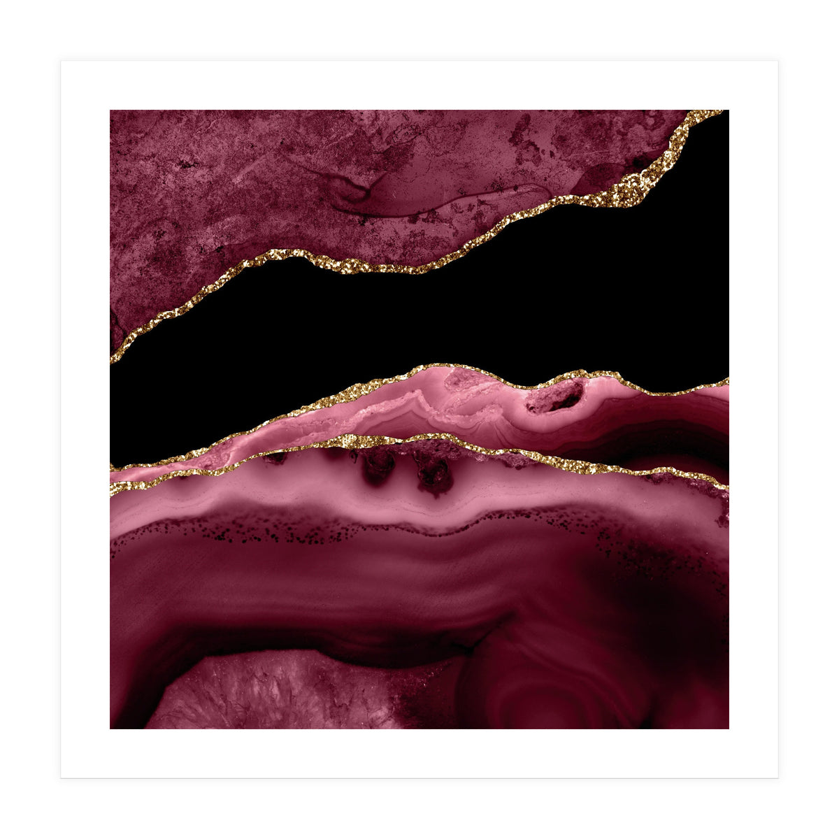 Burgundy & Gold Agate Texture 13  (Print Only)