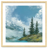 Ethereal Alpine River Valley with Snow-Capped Mountains thumbnail
