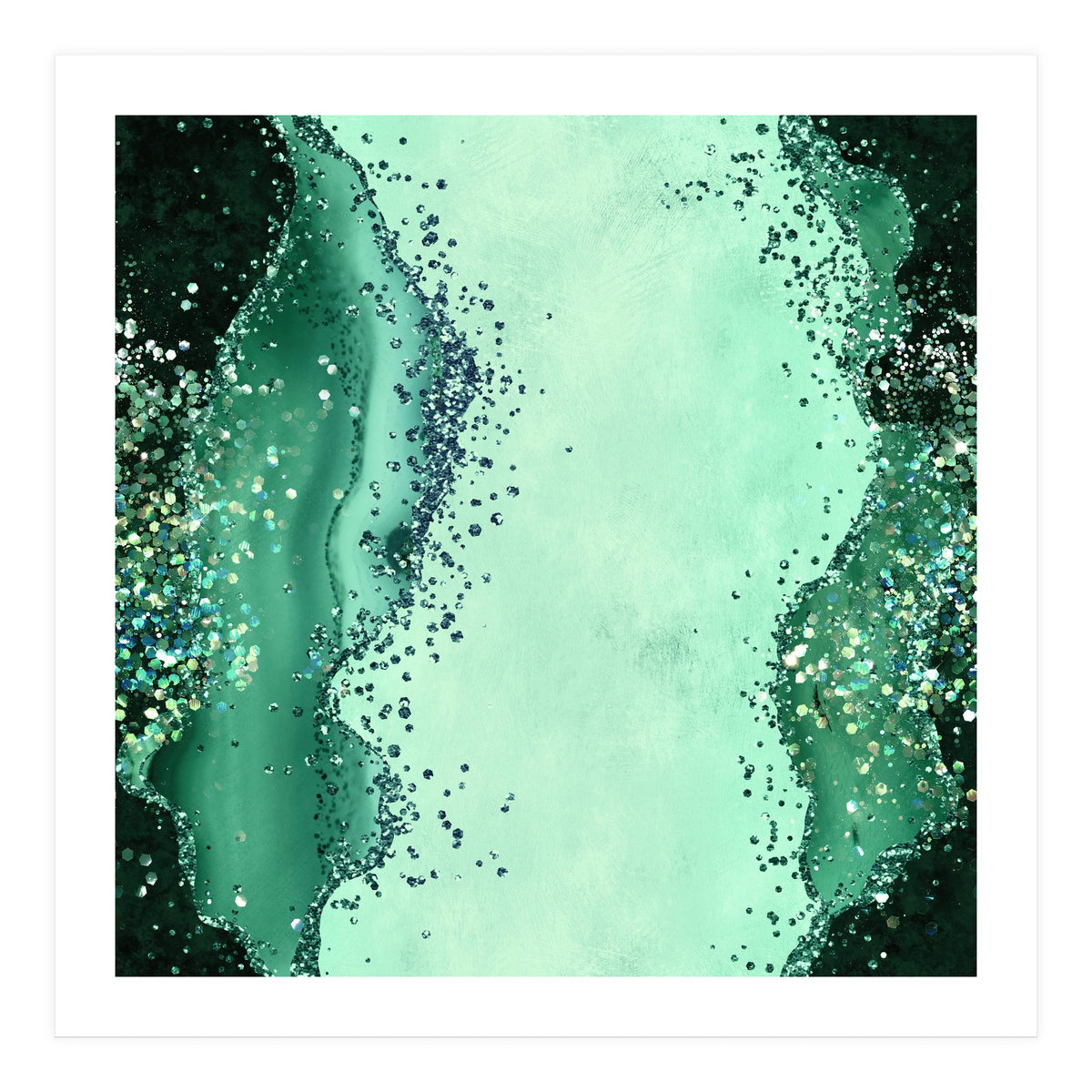 Emerald Glitter Agate Texture 01  (Print Only)
