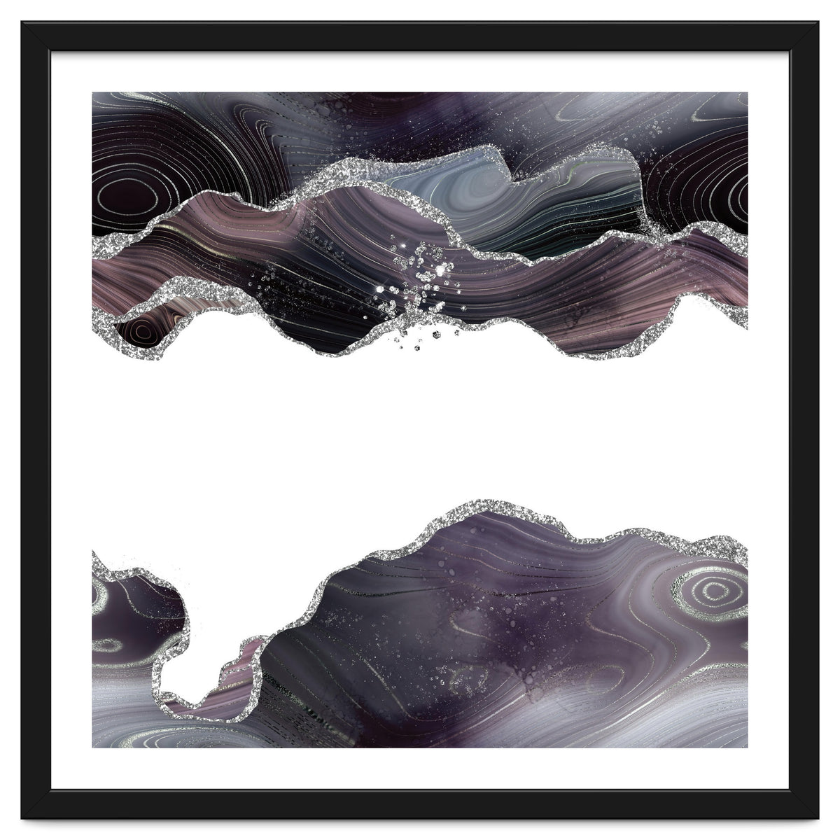 Black & Silver Glitter Agate Texture 07