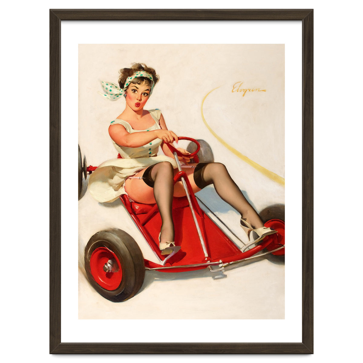 Pinup Sexy Girl On A Go Cart Car
