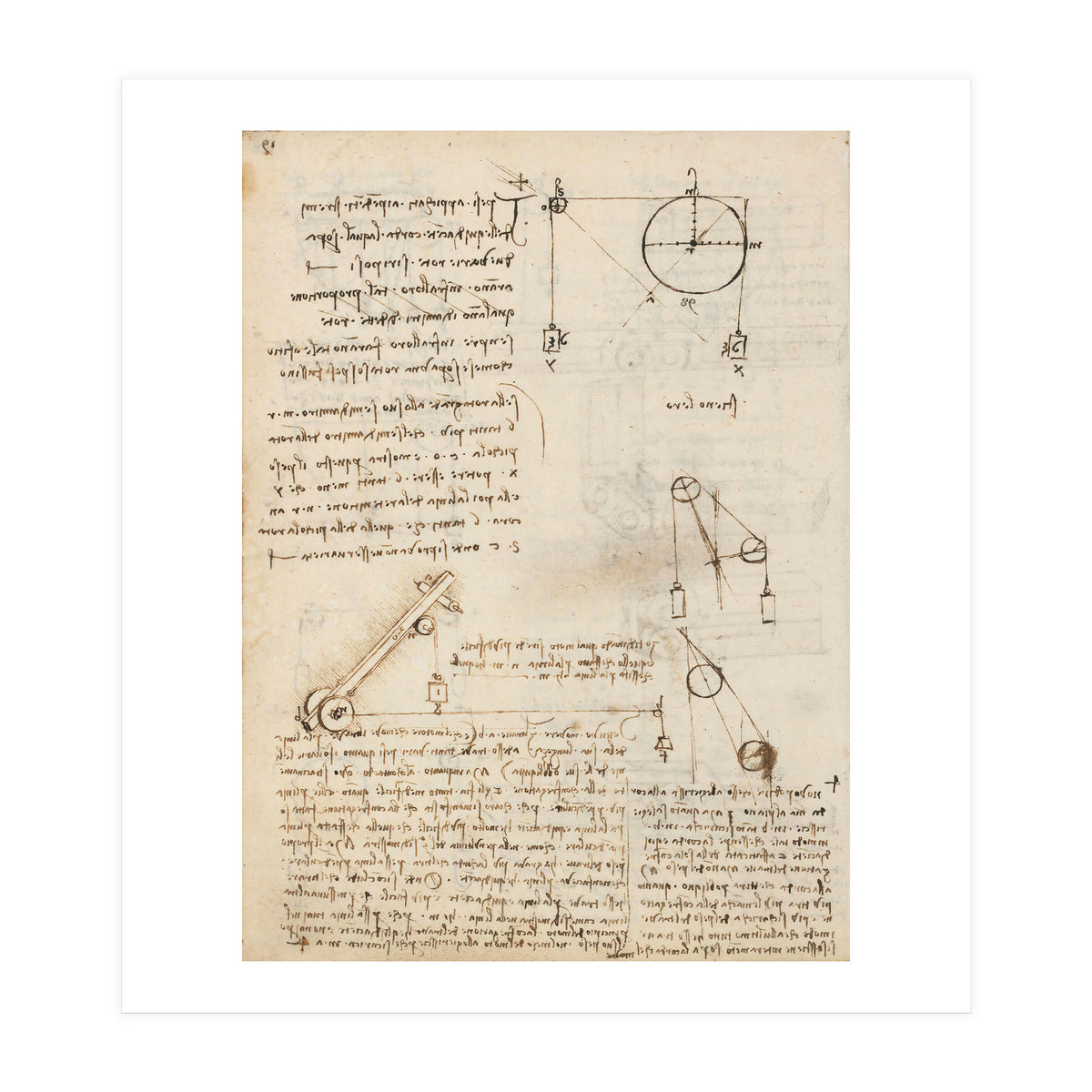 Folio f 172v. Codex Madrid I (Ms. 8937) "Treaty of statics and mechanics", 192 folios with 384 pa... (Print Only)