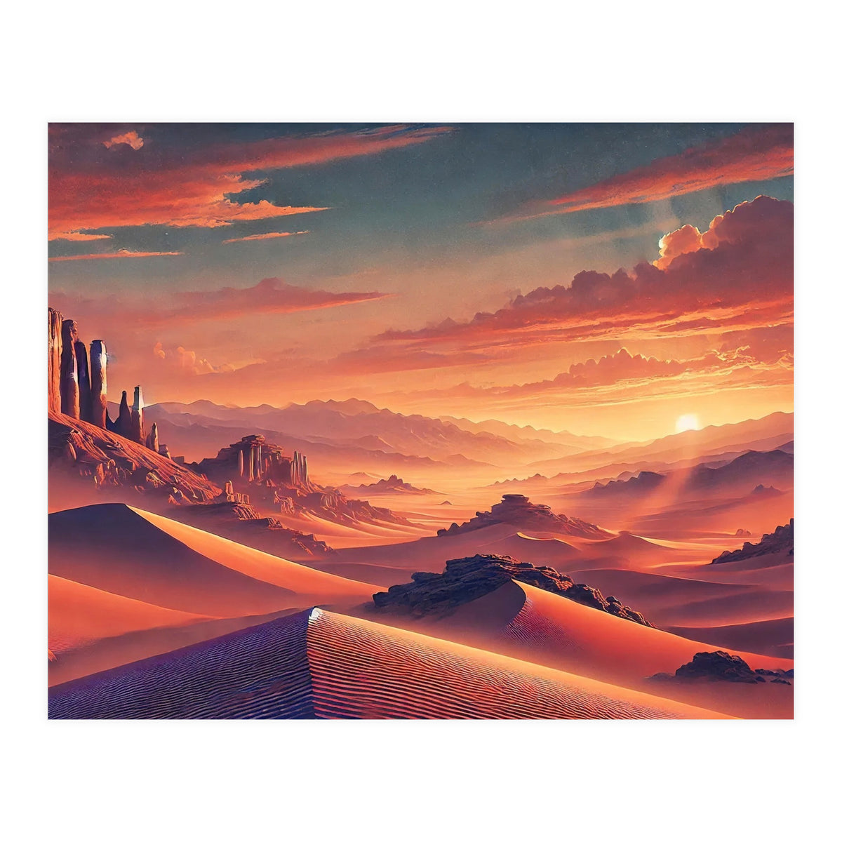 Vintage Chile, Atacama Desert Sunset Poster (Print Only)