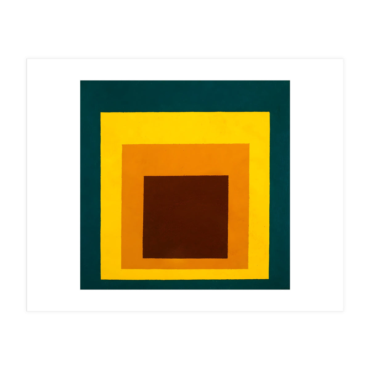 JOSEF ALBERS - HOMAGE TO THE SQUARE DARK GREEN YELLOW ORANGE BROWN  (Print Only)