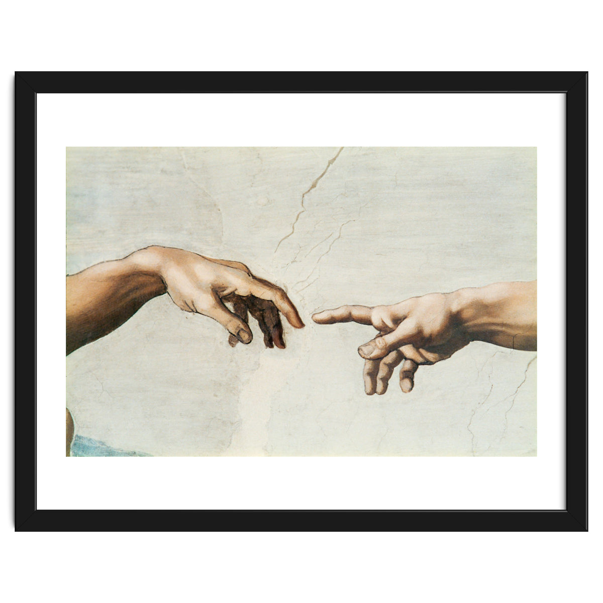 The Sistine Chapel; ceiling frescos after restoration. The creation of Adam.