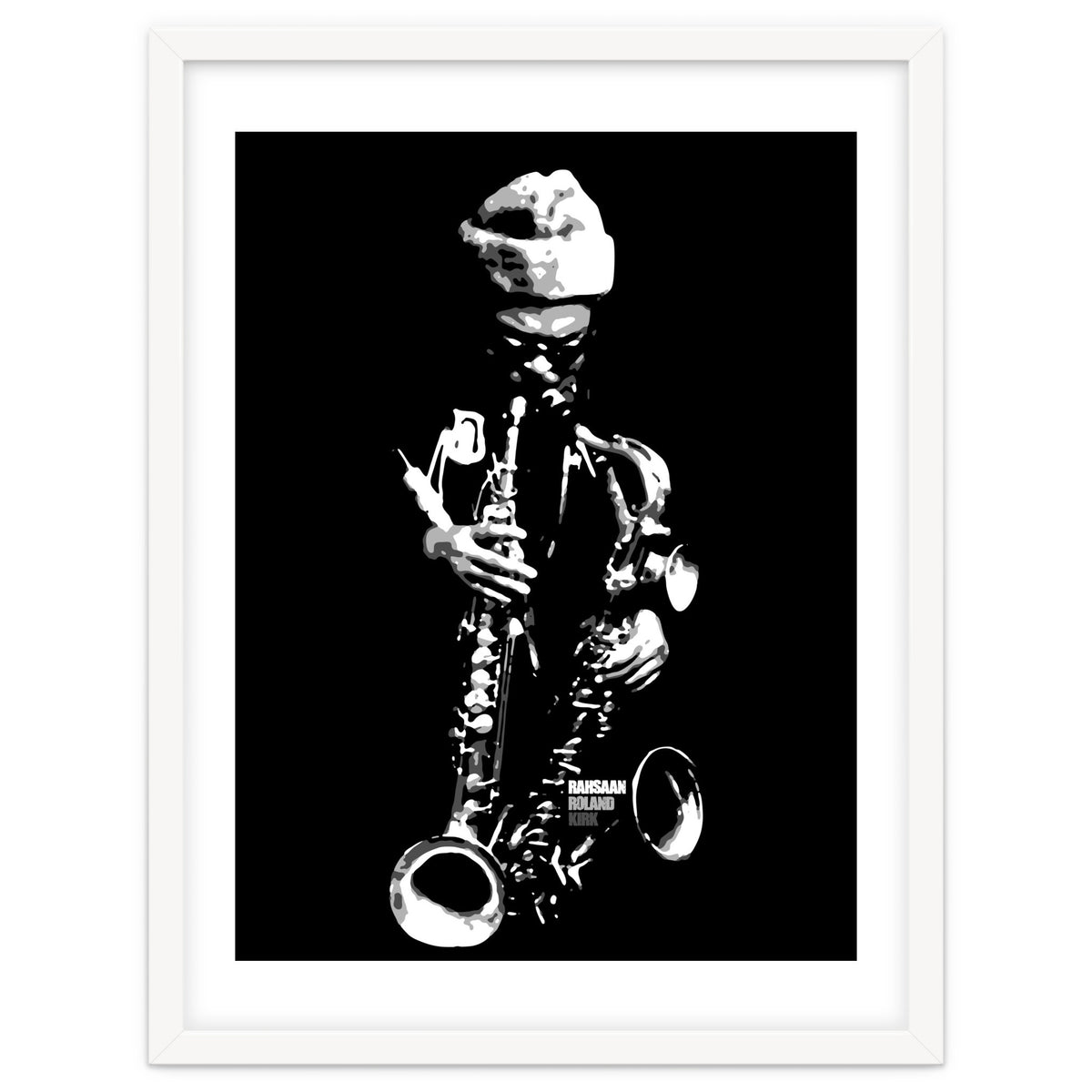 Rahsaan Roland Kirk Jazz Music Legend in Grayscale