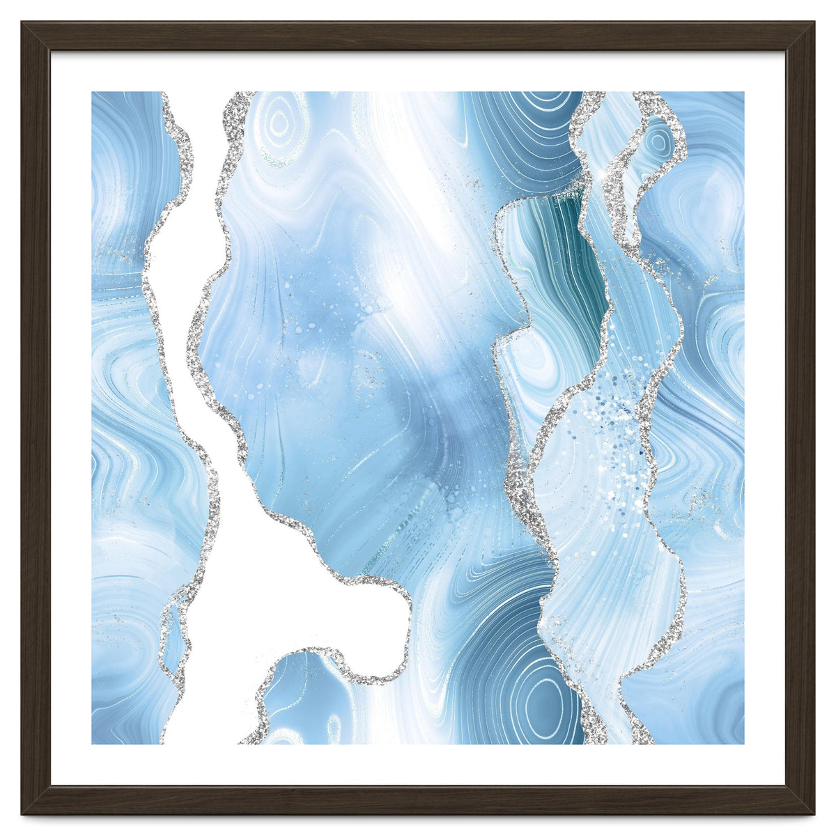 Blue & Silver Agate Glitter Texture 05