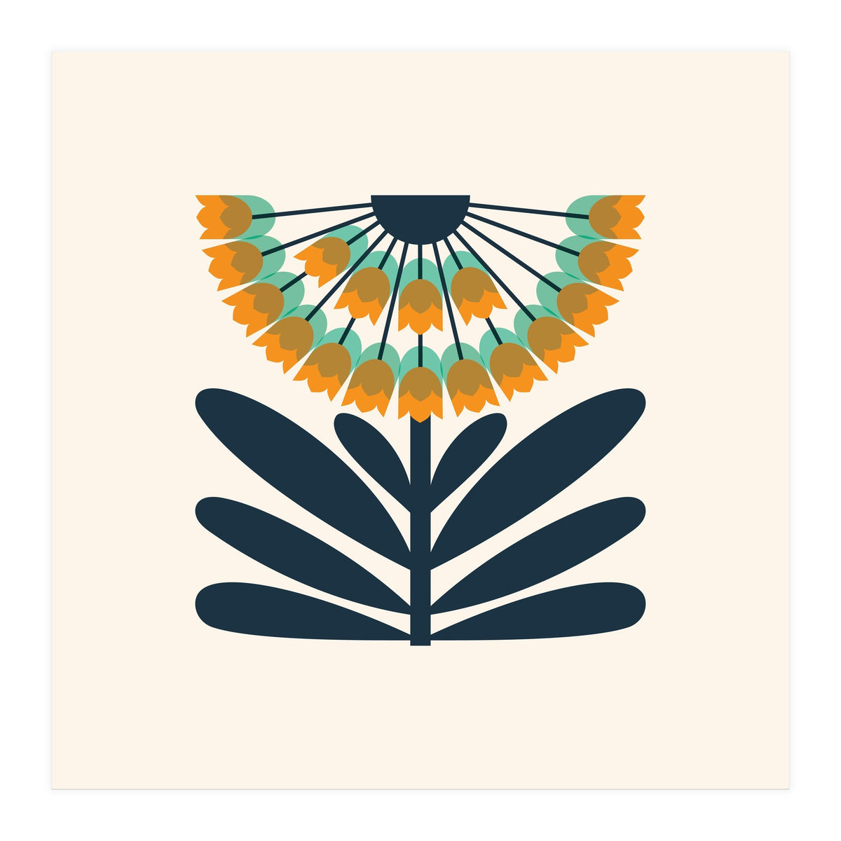 Orange Retro Allium  (Print Only)