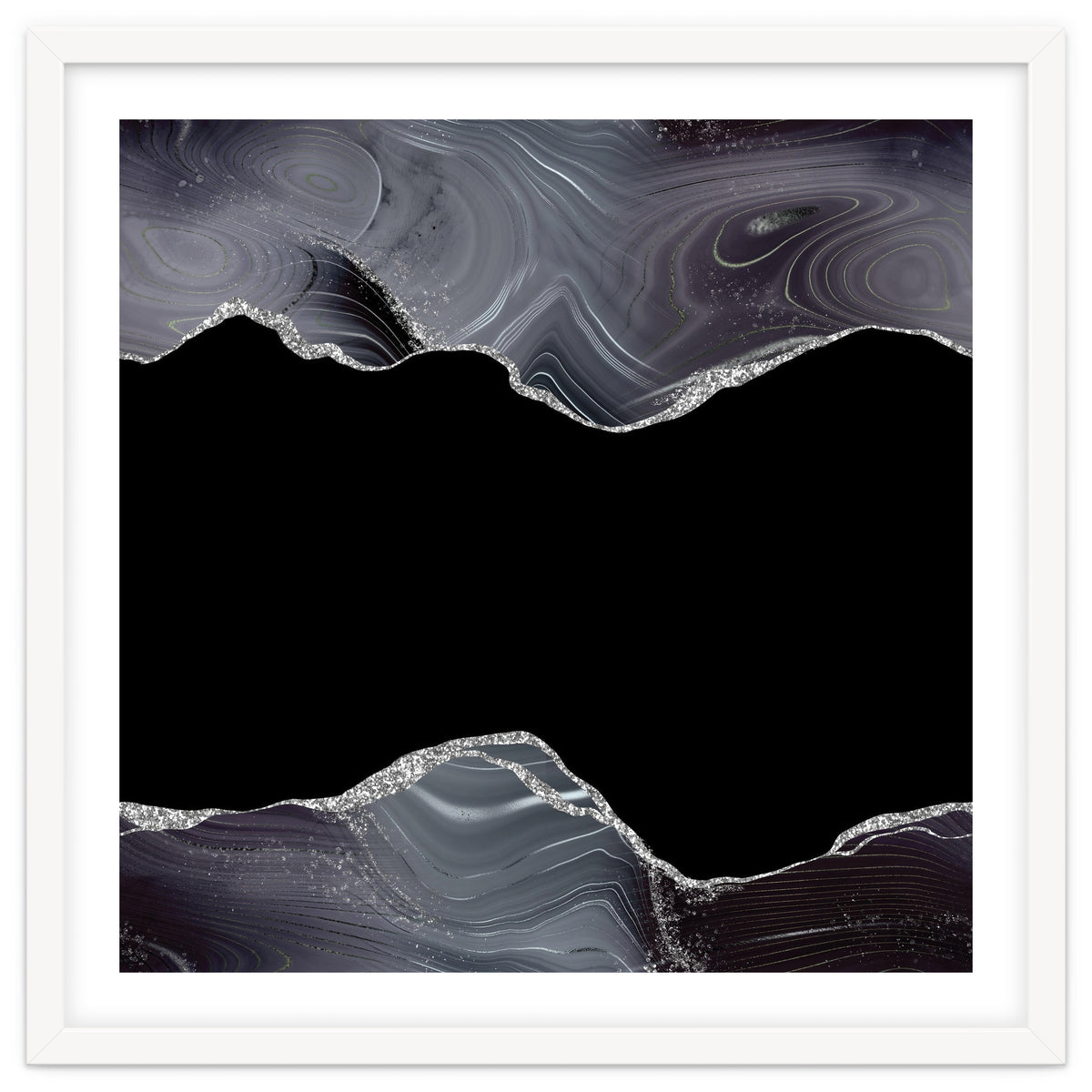 Black & Silver Glitter Agate Texture 04
