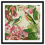 Exotic Lush Rainforest With Colorful Parrots And Flowers thumbnail
