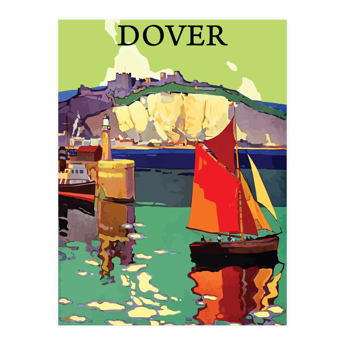 Dover, Sailing boat Near the Coast (Print Only)