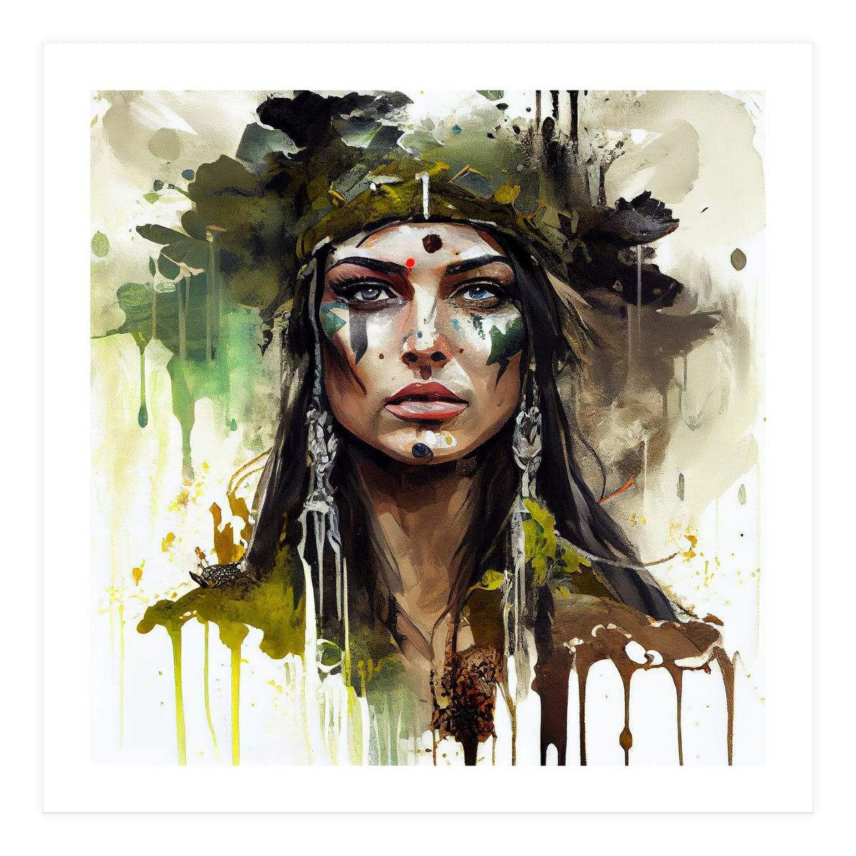 Ceremonial Druid Warrior Portrait (Print Only)