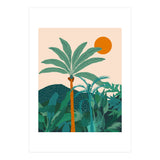 Palm Vibes, Tropical Vintage Botanical Nature, Illustration Mountains Landscape Adventure, Pastel Plants Wild Jungle Boho Forest (Print Only) thumbnail