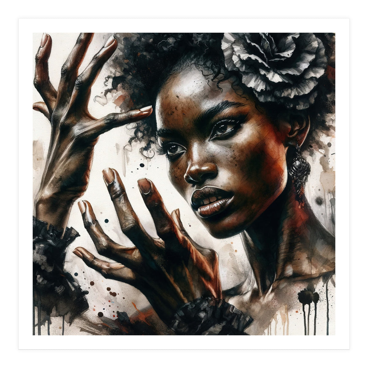 Noir Flamenco Hands Portrait (Print Only)