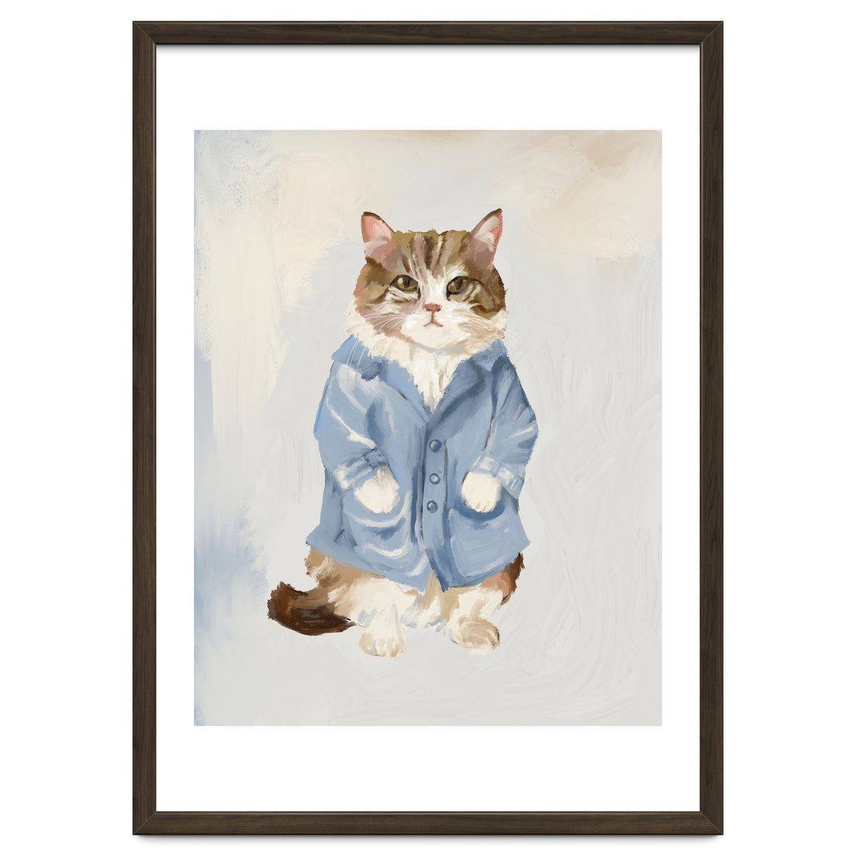 Sir James fluffy Tom cat in his blue pajamas oils